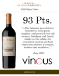 2020 Bianchi IV Generación Gran Corte – 93 points, Vinous – Accolade Sell Sheet
