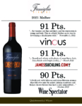 2021 Famiglia Bianchi Malbec – Accolades Sell Sheet