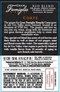 Gran Famiglia Bianchi Corte – Back Label – Non-Vintage