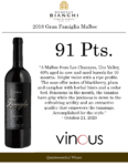 2018 Gran Famiglia Bianchi Malbec – 91 points, Vinous – Accolade Sell Sheet