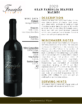 2020 Gran Famiglia Bianchi Malbec – Fact Sheet