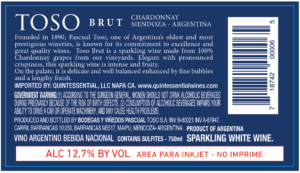 Pascual Toso Brut – Back Label – Non-Vintage