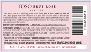 Pascual Toso Brut Rosé – Back Label – Non-Vintage