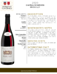 2020 Georges Duboeuf Chateau de Nervers Brouilly – Fact Sheet