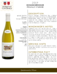 2019 Georges Duboeuf Domaine Béranger Pouilly Fuissé – Fact Sheet