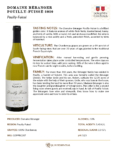 2020 Georges Duboeuf Domaine Béranger Pouilly Fuissé – Fact Sheet