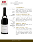 2018 Georges Duboeuf Domaine de Javernière Morgon – Fact Sheet