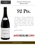 2019 Georges Duboeuf Domaine de Javernière Morgon – 92 points, James Suckling – Accolades Sell Sheet