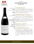 2019 Georges Duboeuf Domaine de Javernière Morgon – Fact Sheet