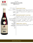 2018 Georges Duboeuf Domaine de Lafayette Brouilly – Fact Sheet