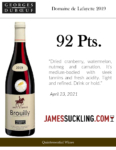 2019 Georges Duboeuf Domaine de Lafayette Brouilly – 92 points, James Suckling – Accolade Sell Sheet