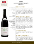 2020 Georges Duboeuf Domaine des Quatre Vents Fleurie – Fact Sheet