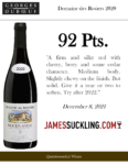 2020 Georges Duboeuf Domaine des Rosiers Moulin-Á-Vent – 92 points, James Suckling – Shelftalker