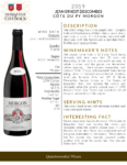 2019 Georges Duboeuf Jean-Ernest Descombes Morgon Côte du Py – Fact Sheet
