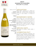 2019 Georges Duboeuf Domaine les Chenevières Mâcon-Villages – Fact Sheet