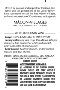Georges Duboeuf Domaine les Chenevières Mâcon-Villages – Back Label – Non-Vintage