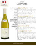 2020 Georges Duboeuf Emile Béranger Pouilly Fuissé – Fact Sheet