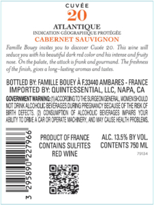 Famille Bouey Cuvée 20 – Back Label – Non-Vintage