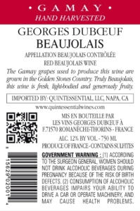 Georges Duboeuf Beaujolais – Back Label – Non-Vintage