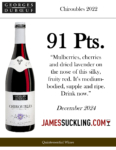 2022 Georges Duboeuf Chiroubles – 91 points, James Suckling – Accolade Sell Sheet