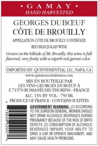 Georges Duboeuf Côte-de-Brouilly – Back Label – Non-Vintage