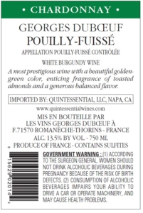 Georges Duboeuf Pouilly-Fuissé – Back Label – Non-Vintage