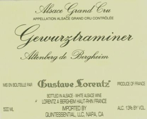 Gustave Lorentz Gewurztraminer Grand Cru Altenberg de Bergheim – Front Label – Non-Vintage