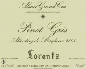 Gustave Lorentz Pinot Gris Grand Cru Altenberg de Bergheim – Front Label – Non-Vintage