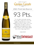 2021 Gustave Lorentz Pinot Gris Reserve – 93 points, Wine Enthusiast – Accolade Sell Sheet