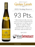 2021 Gustave Lorentz Riesling Reserve – 93 points, Wine Enthusiast – Accolade Sell Sheet