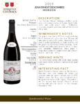 2019 Georges Duboeuf Jean Ernest Descombes Morgon – Fact Sheet
