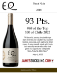 2018 Matetic Vineyards EQ ‘Granite’ Pinot Noir – 93 points, Wine Advocate – Accolade Sell Sheet