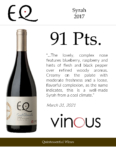 2017 Matetic Vineyards EQ ‘Cool Climate’ Syrah – 91 points, Vinous – Accolade Sell Sheet