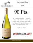 2020 Matetic Vineyards Corralillo Sauvignon Blanc – 90 points, James Suckling – Accolade Sell Sheet