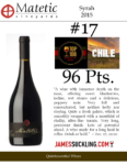 2015 Matetic Syrah – 96 points, James Suckling – Accolade Sell Sheet