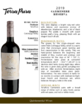 2019 TerraPura Reserva Carménère – Fact Sheet