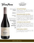 2020 TerraPura Reserva Pinot Noir – Fact Sheet