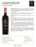 2020 Atlas Peak Napa Valley Cabernet Sauvignon – Fact Sheet