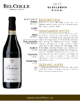 2019 Bel Colle Barbaresco DOCG – Fact Sheet