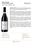2020 Bel Colle Barbaresco DOCG – Fact Sheet