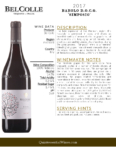 2017 Bel Colle Barolo DOCG Simposio – Fact Sheet
