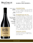 2012 Bel Colle Barolo DOCG Riserva – Fact Sheet