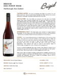 2022 Brigid Pinot Noir – Fact Sheet