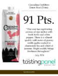 Cascadian Outfitters Rosé 1L Tetra – 91 points, Tasting Panel – Accolade Sell Sheet