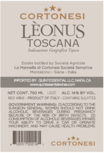 Cortonesi Lèonus Toscana IGT – Back Label – Non-Vintage