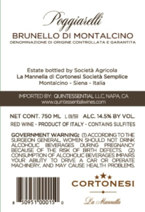 Cortonesi Poggiarelli Brunello di Montalcino – Back Label – Non-Vintage