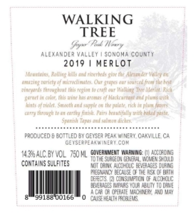 Geyser Peak Walking Tree Merlot – Back Label – Non-Vintage