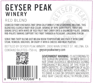 Geyser Peak Red Blend – Back Label – 2022 & Before