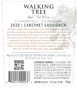 Geyser Peak Walking Tree Cabernet Sauvignon – Back Label – Non-Vintage