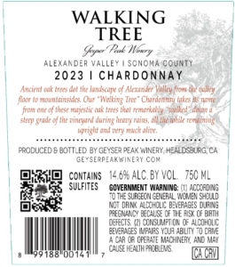 Geyser Peak Walking Tree Chardonnay – Back Label – Non-Vintage